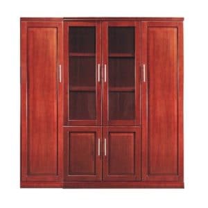 4 Door Bookcase - 2 Glass + 2 Wooden Doors