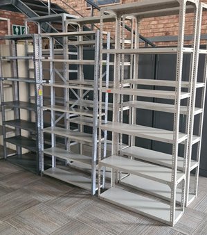 Open steel shelving